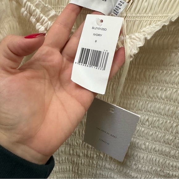 NWT Significant Other Emille Mini Linen Dress Cream white Smocked Dress short 8 - Picture 5 of 12